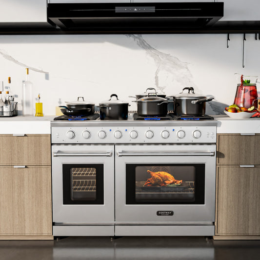 "48-inch Deluxe Natural Gas Range with 7 Burner Cooktop"