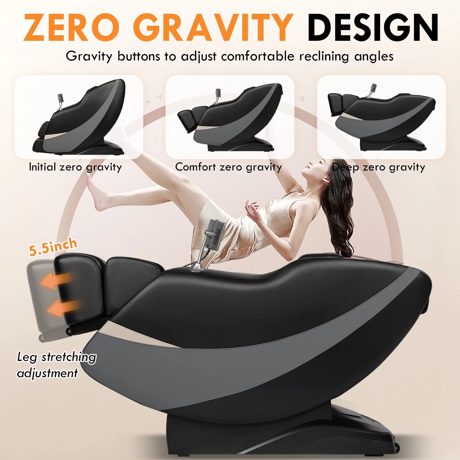 "Ultimate 3D Zero Gravity Heated Massage Chair - Home & Office Recliner (Black)"