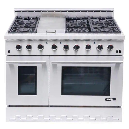 "Professional Stainless Steel Gas Range with Convection Oven - 48 Inches"