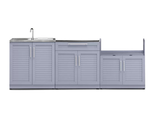 "Premium 3-Piece Aluminum Outdoor Kitchen Cabinet Set - 97" Wide"