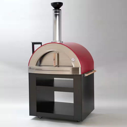 "Torino 300 Wood Burning Oven with Cart - 24" x 32" - Red"