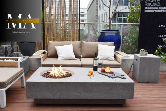 "Metropolis Concrete Fire Pit Table: Electronic Ignition, Natural Gas"